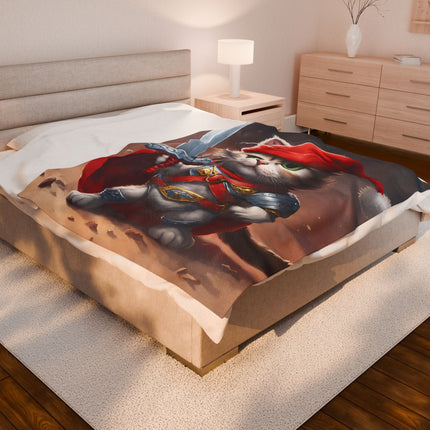 Christmas Blankets Kids Adults Blankets Velveteen Plush Blanket Cat Lovers Christmas Gift Santa Warrior Kitten Holiday Gift Cat Holiday Gift