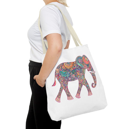 Elephant Gift Tote | Majestic Color Pattern Custom Grocery Bag | Animal Lovers Office Travel Carrier | Wild Safari Business Traveler