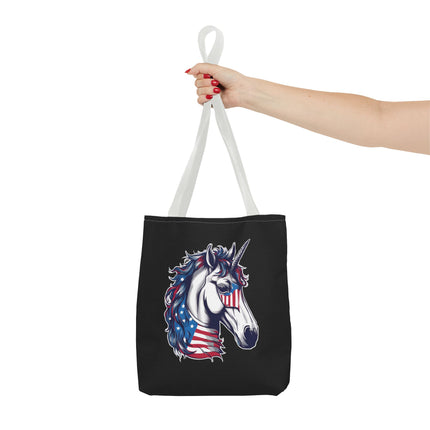 Patriotic Unicorn Gift Tote | American Flag Election Grocery Bag | United States Flag Freedom Lovers Office Travel Carrier | Patriot Sack