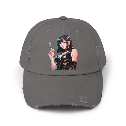Cigarette Smoking Anime Girl Cap, Black Tight Leather Outfit Sexy Cute Hat, Japan Cartoon Secret Agent Style Spring, Summer, Fishing Wear