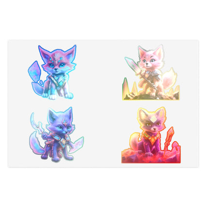 CRYSTAL GUARDIAN FOXES Kids Stickers