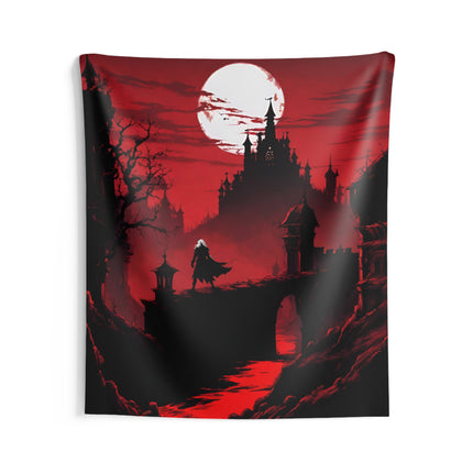 CONQUEROR OF THE HORRORS OF THE NIGHT Video Game Room Inspired Art Tapestry