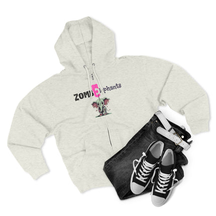 Gift Hoodie | ZombElephants Zombie Elephant Zip Jacket | Cute Anime Animal Coat | Living Dead Wacky Packages Style Wear
