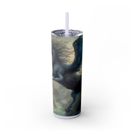 MAJESTIC MYTHS Skinny Tumbler - Electrified Blue Shock Pegasus Fantasy Traveler