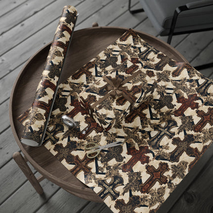 Beautiful Wrapping Paper, Cross Gift Wrap, Christmas Holiday Paper, Religious Gift Wrap, Gothic Wrapping Paper