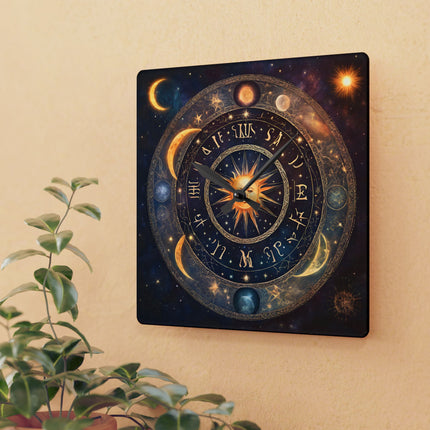Moon Phases Acrylic Wall Art Clock | Lunar Cycle Astronomy Night & Space Hanging | Home Office Solar System Wall Decor Astrology Lover Gift