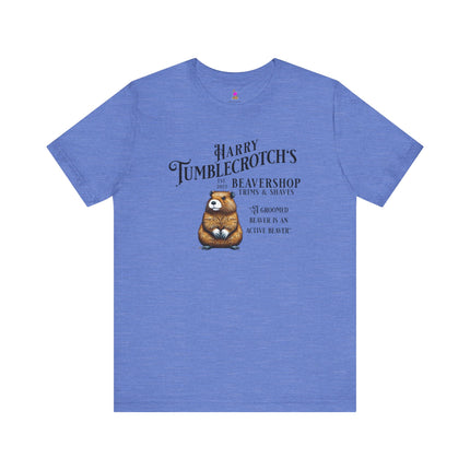 HARRY TUMBLECROTCH'S BEAVERSHOP T-Shirt - Funny Barbershop Parody Adult Humor Tee
