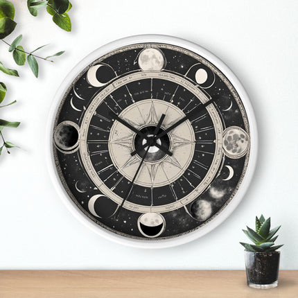 WICCAN MOON PHASES Wall Clock - Lunar Cycle Pagan Astronomy Decor