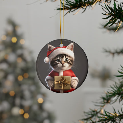 KITTEN CLAUS 2 Sided Holiday Ornament