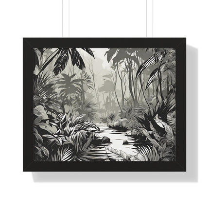 Wall Decor, Jungle Scene, Framed Wall Hanging, Black Shadow Print, Nature Scene Picture, Living Room Poster, Office Scenery