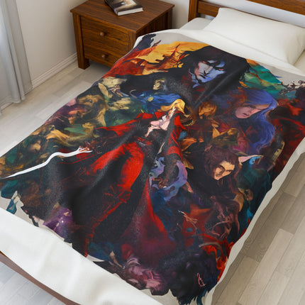 EVIL OVERLOOKS THE CLAN OF LEGEND Video Game Inspired Abstract Collage Blanket