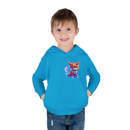 Rainbow Crystal Fox Toddler Girls Hoodie, Orange Blue Cosmic Guardian Sweatshirt, Two Sided 2T 4T 5-6T Long Sleeve Hood