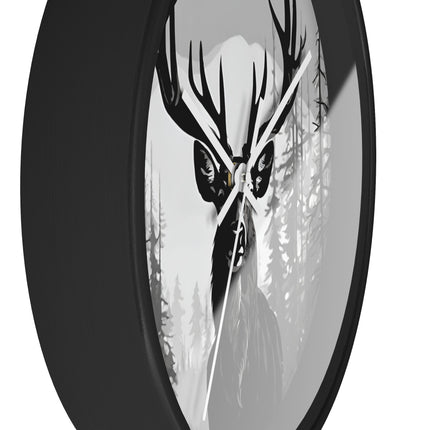 BIG BUCK HUNTER Wall Clock - Snowy Mountain Deer Hunting Decor