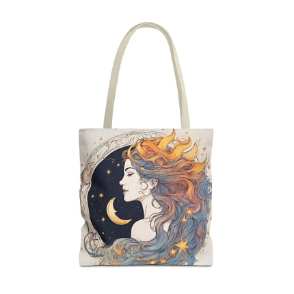 Moon Goddess Tote | Lunar Stars & Space Astronomy Grocery Bag | Laptop Book Carrier | Home Office Solar System Travel Overnight Gift