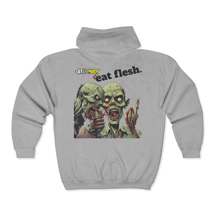 STUBWAY EAT FLESH Humorous Zombie Sandwich Spoof Hoodie