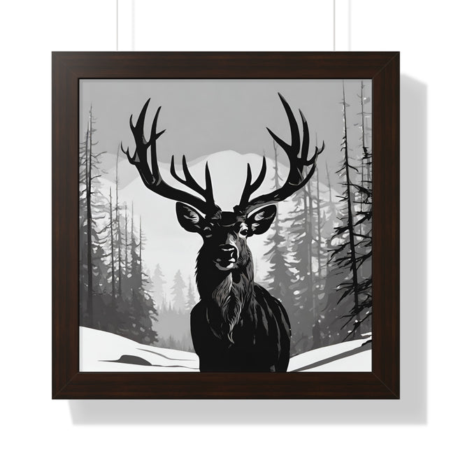 MAJESTIC BUCK WINTER SCENE - Deer Hunter Framed Wall Art