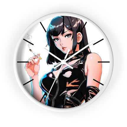 LEATHER CLAD SMOKER Wall Clock - Retro Spy Cartoon Pin-Up Decor