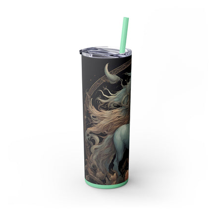 MAJESTIC MYTHS Skinny Tumbler - Horned Goat Horse Floral Moon Fantasy Traveler