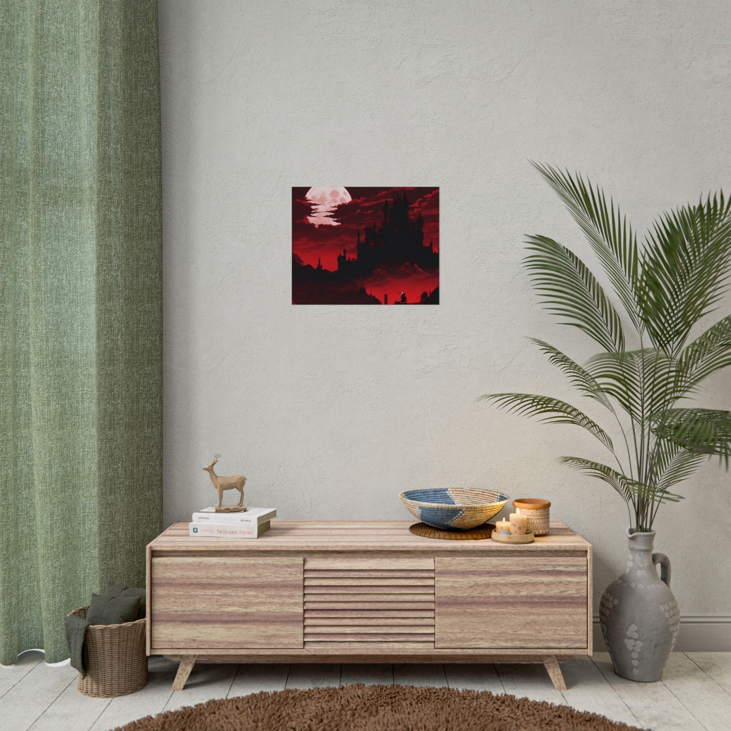 Castlevania Simon Belmont Video Game Room Inspired Wall Decor | The Cursed Night Begins Poster | Dracula Castle Vampire Night Wall Hanging