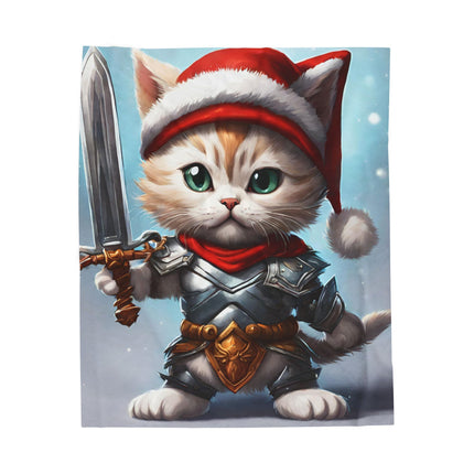 Christmas Blankets Kids Adults Blankets Velveteen Plush Blanket Cat Lovers Christmas Gift Santa Warrior Kitten Holiday Gift Cat Holiday Gift