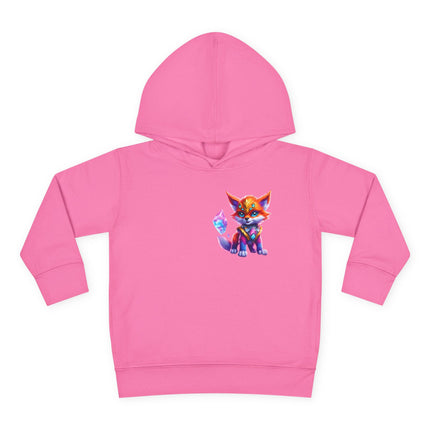 Rainbow Crystal Fox Toddler Girls Hoodie, Orange Blue Cosmic Guardian Sweatshirt, Two Sided 2T 4T 5-6T Long Sleeve Hood