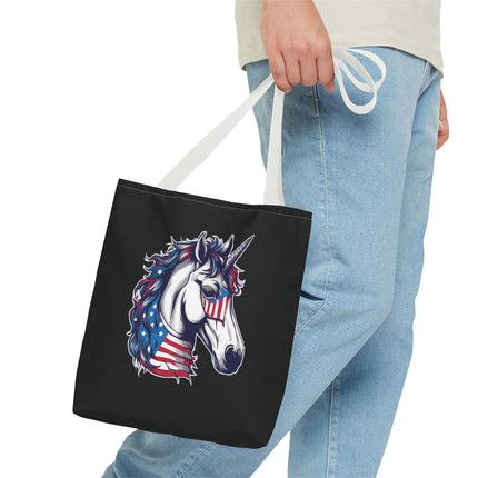 Patriotic Unicorn Gift Tote | American Flag Election Grocery Bag | United States Flag Freedom Lovers Office Travel Carrier | Patriot Sack