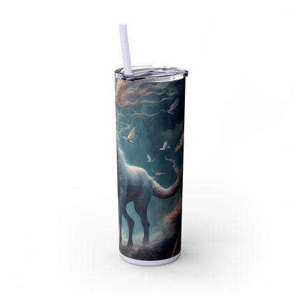 MAJESTIC MYTHS Skinny Tumbler - Floral Forest Antlered Horse Mystical Fantasy Traveler