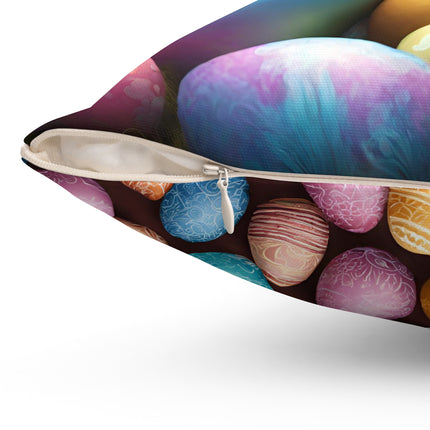 EASTER MORNING BUNNY and Eggs Decorative Pillow
