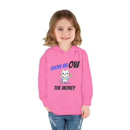 Funny Cat Toddler Hoodie, Boys or Girls Show MeOW The Money Cute Saying Graphic Fleece Pullover