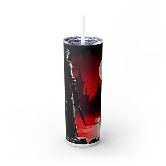 Castlevania Belmont Video Game Inspired Skinny Tumbler | A New Legacy of Blood Begins Gamer Gift | Dracula Castle Vampire Drink Travel Cup