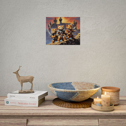 CAT BATTLE WARRIORS Poster - 80's Universe of Kitten Fighters Fantasy Epic Feline Battle Art