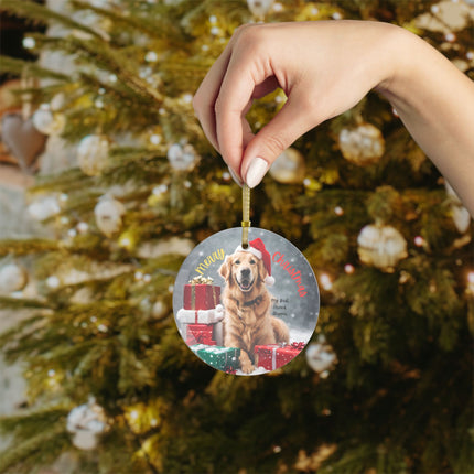PERSONALIZED GOLDEN RETRIEVER Glass Christmas Ornament