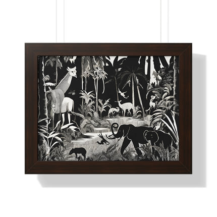 Animal Kingdom Print, Jungle Wall Decor, Elephant Picture, Shadow Wall Hanging, Giraffe Picture, Living Room Poster, Office Scenery