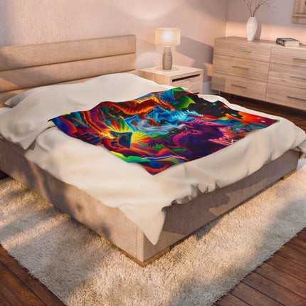 PSYCHEDELIC DRAGON TRIO Trippy Mushroom Blanket