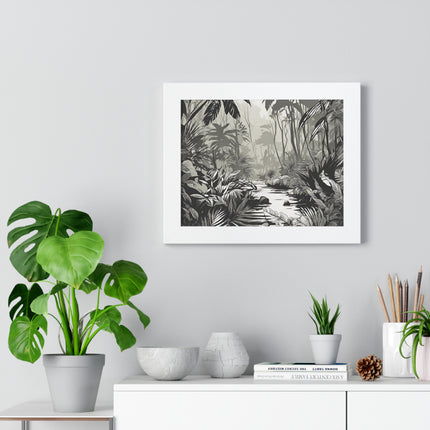 Wall Decor, Jungle Scene, Framed Wall Hanging, Black Shadow Print, Nature Scene Picture, Living Room Poster, Office Scenery