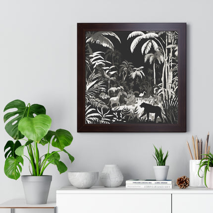 ANIMAL KINGDOM JUNGLE SCENE - Wildlife Shadow Framed Wall Art