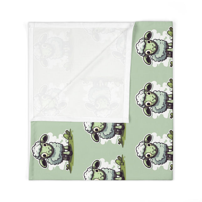 Animal Baby Swaddler, Woolly Lamb Changing Blanket, Cute Baby Shower Gift, Boys Green Prairie Filed Cartoon Style Infant Swaddle Cover