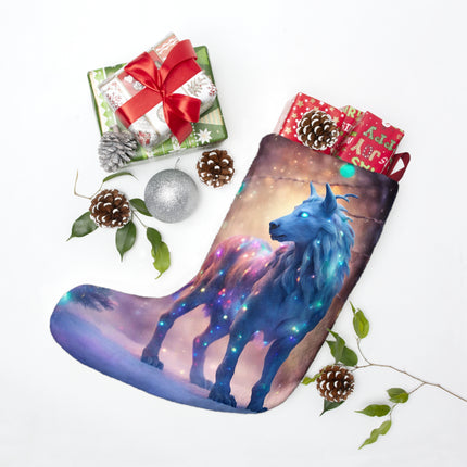 Mythical Beasts Christmas Stockings, Kids Adults Mystical Deer Lights Sock, Festive Fantasy Lovers Gift, Snow Creatures Holiday Winterland
