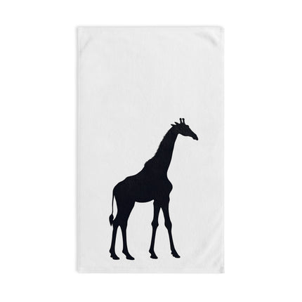 Giraffe Hand Towel | Black Outline Silhouette Animal Decor | Bathroom Accent Drying Cloth | Spring & Summer Shadow Savana Polyester Gift