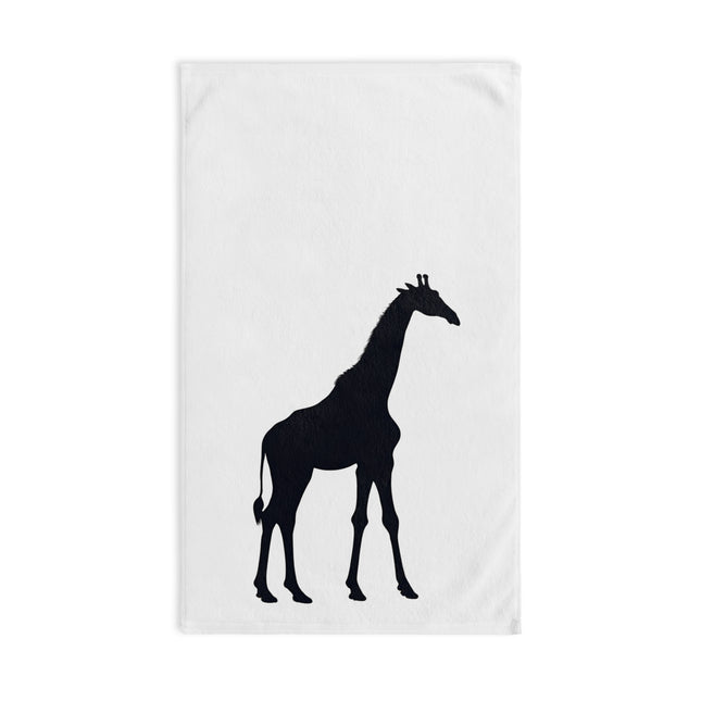 Giraffe Hand Towel | Black Outline Silhouette Animal Decor | Bathroom Accent Drying Cloth | Spring & Summer Shadow Savana Polyester Gift