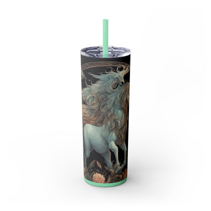MAJESTIC MYTHS Skinny Tumbler - Horned Goat Horse Floral Moon Fantasy Traveler