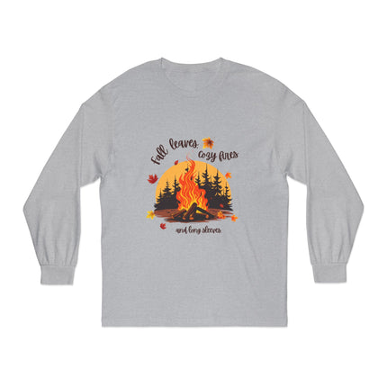 Fall Campfire Shirt, Leaves, Long Sleeves, Bonfire, Bright, Colorful, Roast, Foliage, Autumn, Season, Ladies Girls Womens Tee