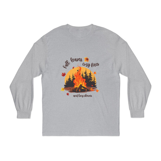 Fall Campfire Shirt, Leaves, Long Sleeves, Bonfire, Bright, Colorful, Roast, Foliage, Autumn, Season, Ladies Girls Womens Tee