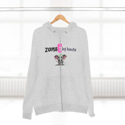 Gift Hoodie | ZombElephants Zombie Elephant Zip Jacket | Cute Anime Animal Coat | Living Dead Wacky Packages Style Wear