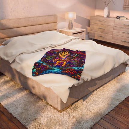 PSYCHEDELIC MIND'S EYE PALM Trippy Waterfalls Blanket
