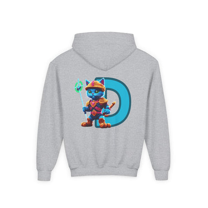 CUSTOM Letter D PERSONALIZED Warrior Cat Boys or Girls Hoodie Sweatshirt (ADD NAME TO FRONT)