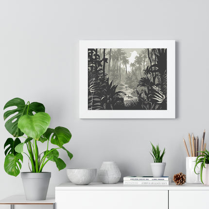 Wall Decor, Jungle Scene, Framed Wall Hanging, Black Shadow Print, Nature Scene Picture, Living Room Poster, Office Scenery