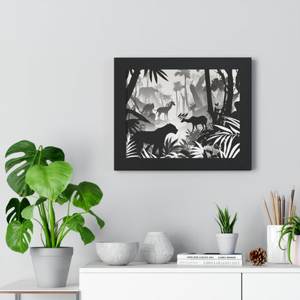 Animal Kingdom Print, Jungle Wall Decor, Wild Animal Scene, Shadow Wall Hanging, Nature Picture, Living Room Poster, Office Scenery