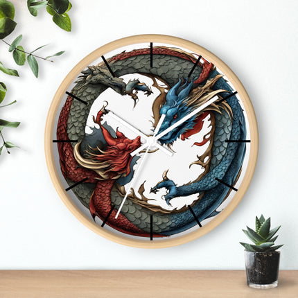 Dragon Clock - Yin Yang Dueling Serpents Wall Decor