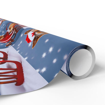 Dog Christmas Wrapping Paper Yorkshire Terrier, Santa Suit and Sled Yorkie Gift Wrap, Holiday Gift Wrap Roll